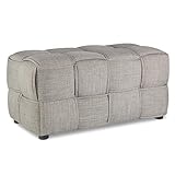 Homestyle4u 1927, Hocker Sitzhocker Grau Polster, 2-Sitzer Sitzbank Polsterhocker Sitzwü