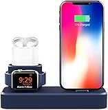 AOJUE 3 in 1 Ladestation Kompatibel mit Apple Watch Series 6/SE / 5/4/3/2/1, AirPods 1/2, iPhone 11/X/XR/Xs Max/8 (Blau)