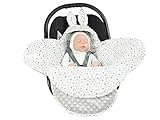 EliMeli Baby Einschlagdecke Babyschale Winter - Grau Mädchen Junge Decke Universal für Autositz, Kinderwagen Buggys und Babybett, Premium Qualität - Design Minky (Mint - Mint Stars)