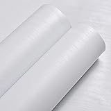 Weiss Klebefolie Holzoptik Selbstklebende Möbelfolie PVC Oberflächenschutz Folie für Wände Möbel Arbeitstisch Weißes Holz 40x500