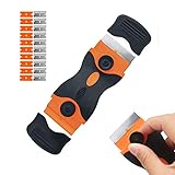 1 Stück Ceranfeldschaber Griff Schaber mit 10 Kohlenstoffstahl und 10 Kunststoff Klingen zum Entfernen von Kleber, Farbe, Abziehbilder, Tönung Kochfeldschaber Ceranfeldreiniger (Orange)