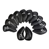 NXX 12 Stück Schlägerkopfhüllen Für Eisen Schlägerhauben Golf Langer Hals Golf Head Covers Set Golfschlägerhauben Passend Für Die Meisten Marken 3/4/5/6/7/8/9 / Pw/Aw/Sw/Lw