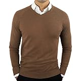 QWERD Herren Strickpullover Feinstrick Pullover mit V-Ausschnitt Langarmshirt Herren Langarm V-Ausschnitt Sweater Herbst Winter Basic Strickpullover Regular fit Baumwolle Sweatshirt Pulli S