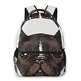 Laptop Rucksack Schulrucksack Gesicht französische Bulldogge Hund, 14 Zoll Reise Daypack Wasserdicht für Arbeit Business Schule Männer F