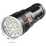 Superhelle Taschenlampe, leistungsstarke 10000 Lumen CREE LED-Taschenlampe mit wiederaufladbarer IP 65 wasserdicht, 50000 Stunden Lebensdauer, 3 Lichtmodi und Isolationsmodus für Camping und W