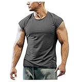 Gym Herren Fitness T-Shirt Slim Fit Moderner Männer Bodybuilder Trainingsshirt Ärmelloses Top Herren Sport T-Shirt Bekleidung für Bodybuilding Training