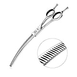PURPLEBIRD Fellschere 7,0 Inch Gebogene Hundeschere Katzenschere Hunde Effilierschere Hundescheren zur Fellpflege für alle Hunde Katze Schneiden und Grooming Japanischer Edelstahl 440C Handarb