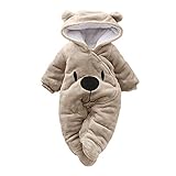 HUBA Baby Overall Neugeborenes Strampler Schneeanzug Mit Kapuze Mädchen Jungen Langarm Winter Verdicken Warm Fleece Footed Jumpsuit Schlafstrampler Schneeanzüge Wollfleece Outfits S