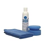 CLEANOFANT Acrylglas-Kunststoff-POLITUR Set - mit 200 ml Politur, 1 x Poliermaus BLAU-medium, 1 x Mikrofaser-Poliertuch - für Wohnwagen-, Wohnmobil-, Caravan-Fenster, Lichtkupp