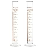 StonyLab 2er Pack 250 ml Borosilikatglas Labor Zylinder Messzylinder, Glass Cylinder - 250
