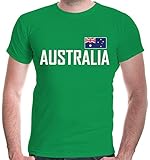 buXsbaum® Herren T-Shirt Australien | Australia Australie Ozeanien | Ländershirt Fanshirt Flagge | L, Grü