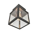QAZQA - Modern Industrie | Vintage | Outdoor-Außen Deckenleuchte | Deckenlampe | Lampe | Leuchte schwarz 1-flammig - Rotterdam | Außenbeleuchtung - Edelstahl Rechteckig - LED geeignet E27