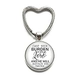 Schlüsselanhänger mit Bibelvers und Zitat, christlicher Schmuck, Psal 55:22, Cast Your Burden, Scripture Schlüsselanhänger, christliches Geschenk #26