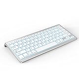 Beleuchtete Bluetooth Funktastatur, Kabellose Mini Tastatur für iPad 2020/iPad 2019 10,2, iPad 9.7, iPad 8/7/6, iPad Pro 10.5/11/12.9 2021/2020/2018, iPad Air 10,9' 4/3/2, Silb