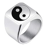 Purmy Herren Ring Edelstahl Ring Yin Yang Ring Band Ring Amulett Ring Feng Shui Ba Gua 65 (20.7)