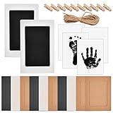 N\A WOWOSS Baby Handabdruck und Fußabdruck Fotorahmen Kit, inkl. Papier-Bilderrahmen, Stempelkissen, Seil, Baby Fussabdruck Set, Baby Abdruck Set für Neugeborenen Andenken Geschenk