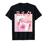 Lustiger Retro 90s Japanischer Kawaii Erdbeermilch Shake T-S