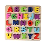 solini Holzpuzzle ABC Buchstaben, für Kinder, Mädchen/Jungen, 27 Teile, ab 1,5 Jahren, Spiele, 27,4x1,8x28,3 cm, Holz, B