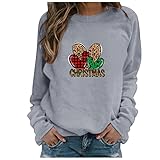 Overdose Damen Longshirts Tops Lange Ärmel Casual Weihnachtsdruck Pullover Tunika Loose Blusen Xmas Merry Christmas Mode Tee Sweatshirts Tshirt Oberteile T-S