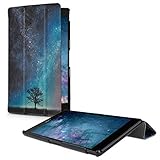 kwmobile Hülle kompatibel mit Sony Xperia Tablet Z3 Compact - Smart Cover Tablet Case Schutzhülle - Stand - Galaxie Baum Wiese Blau Grau Schw