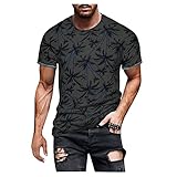 Herren Vintage Shirt mit Blume Drucken Printshirt T-Shirt Sommer Casual Rundhals-T-Shirt mit Schmalen Nähten O Neck Print Kurzarm Top Bluse S