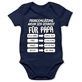 Vatertagsgeschenk Papa Tochter & Sohn Baby - Problemlösung wenn ich schreie für Papa weiß - 6/12 Monate - Navy Blau - mama und papa jungen body - BZ10 - Baby Body kurzarm für Jungen und M