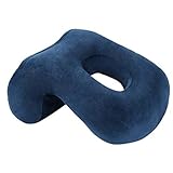XWEM U-förmiger Nickerchen Schlafkissen-Speicher-Baumwoll-Reisen-Nickerchen-Gesichtskissen mit Ruhenkissen-Arm und Entspannungsloch,Sapphire B