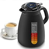 Thermoskanne 1.5L Kaffeekanne mit Temperaturanzeige, Isolierkanne Edelstahl 304,Ideal als Vakuum Kaffeekanne oder als Teekanne, für zu Hause oder im Bü