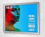 ULTRALUXX © Beamer Leinwand Rahmenleinwand | 309 cm (122 Zoll) Bilddiagonale | 266 x 149 cm Darstellungsfläche | Rahmen: Grau | Format: 16:9 | Gesamtbreite: 284 cm | Heimkino der Extraklasse 3D 4K Full HD