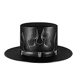 OYOYOY Halloween Steampunk Hut PU-Leder Schwarzer Kuppel Magic Hat Gentleman Top Hut Hexe Hut Cosplay Kostüm Cthulhu Requisiten,Schwarz,One S