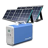 Tragbares Kraftwerk 2400wh / 1000W Solargenerator mit 2 Stück PowerOak Faltbares 120W Solarpanel, Notstromversorgung mit 2 / AC-Steckdose Reine Sinuswelle, DC12V, PD 45W USB-C für Camping im Freien RV