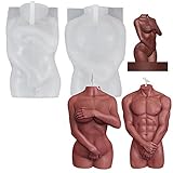 2 x Silikonform für den menschlichen Körper, zum Selbermachen, Bastelwerkzeug, Kerzenform, 3D-Silikonformen, weiblich, kurvig, männlicher Torso-Wachs, menschliche Form, Aromatherapie-Kerze, Fig