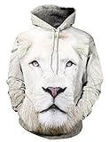 WBYFDC Weißer Löwenkopf 3D Digitaldruck Loser Hoodie Herren Casual Damen Paar Wear Trainingsanzug Sweatshirt Jack