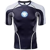 Herren Kompressionsshirt Iron Man 3D-Druck T-Shirt Fitness Tops, hellblau, Groß