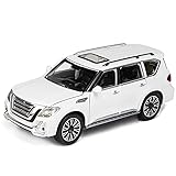 DWSM 1:24 Für NI-SSAN Für Patrol Auto Modell Diecast Legierung Auto Reise Rack Sound Licht Spielzeug Auto Für Kinder Auto Spielzeug für Kinder (Color : White)