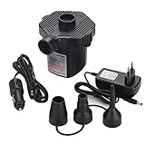 Likey Elektrische Luftpumpe, Elektropumpe 2 in 1 Inflate und Deflate AC 220V/DC 12V, 3 Aufsätze für Luftmatratzen,aufblasbare Matratze, Boot, Bett, Kissen,Schwimmring