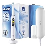 Oral-B iO9 elektrische Zahnbürste mit wiederaufladbarem Griff, magnetische Braun-Technologie, 1 Ersatzteil, Farbdisplay, Ladegerät, Magnethülle und Reiseetui - Weiß