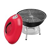 wantanshopping Holzkohlegrill Tragbarer runder Grill-Ausgangs-Holzkohlengrill-Feld-Grill-Ofen im Freien Tischgrill (Color : Red)