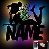 RGB USB Fee Nachtlicht Geschenke mit Namen personalisiert Schlummerlicht Baby-Zimmer Kinder-Zimmer Stilllampe Holz Wand-Lampe Junge M