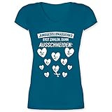 JGA Junggesellenabschied Frauen - Junggesellenabschied - erst Zahlen dann ausschneiden - weiß - 3XL - Türkis - Erst Zahlen dann ausschneiden - XO1525 - Damen T-Shirt mit V