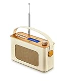 UEME Retro Digitalradio mit Bluetooth, DAB+ DAB UKW Radio, Radiowecker, und Leder Verkleiden (Crème)