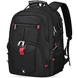 NUBILY Laptop Notebook Rucksack Herren 17 Zoll Schulrucksack mit USB Grosser Wasserdicht Arbeit Rucksack Taschen 17,3 Zoll Business Backpack Daypack für Männer Schüler Jungen Teenager Schw