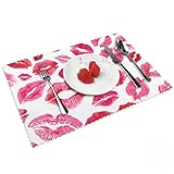 Sexy rote Lippen, Tischsets für Damen, 4 Stück, schöne Mädchen, hitzebeständig, Winter-Tischmatten für Küche, Esstisch, 30,5 x 45,7