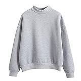 VESNIBA Sweatshirts für Frauen Plus Samt Langarm Rundhals Solide Mode Casual Tops Lose Oversized Sweater Tunika Bluse Top