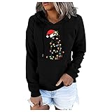 Weihnachtsdruck Kapuzenpullover Frauen Weihnachten Sweatshirt BeiläUfige Pullover Tops Pulli Langarm T-Shirt Kapuzenpulli Pullover Sweatshirt Oberteil Tops Shirts Rundhals Lose Bluse Lang