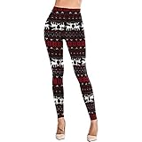 HFStorry Weihnachts Bedruckte Strumpfhose Damen Warme Leggings Weiche Dehnbare Yogahose Stretch Leggings Hosen Elastische Legging