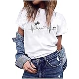 meiyin Mode Frauen Locker LäSsig Bedruckt Rundhals Kurzarm Tops Damen Outdoor T-Shirt Graues T-Shirt D