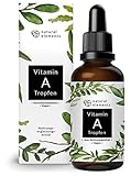 Vitamin A Tropfen hochdosiert - 50ml (1700 Tropfen) - Echtes Vitamin A Ester (Retinylpalmitat) in MCT-Öl - Ohne Zusätze, laborgeprüft, veg