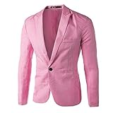 PPangUDing Anzugjacke Herren Leicht Dünn Langarm Einfarbig Slim Fit One Button Retro Revers Abendmode Blazer Sakko Jacket Tops Mode Charmant Casual Einfach Modern Business Hochzeit Partyanzug