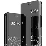 Hülle für Samsung Galaxy S20 FE 5G/S20 Lite Spiegel Handyhülle, Samsung Galaxy S20 FE Flip Schutzhülle Clear View Ledertasche Handy Mirror Standfunktion Tasche 360 Grad Stoßfest Case Cover, Schw